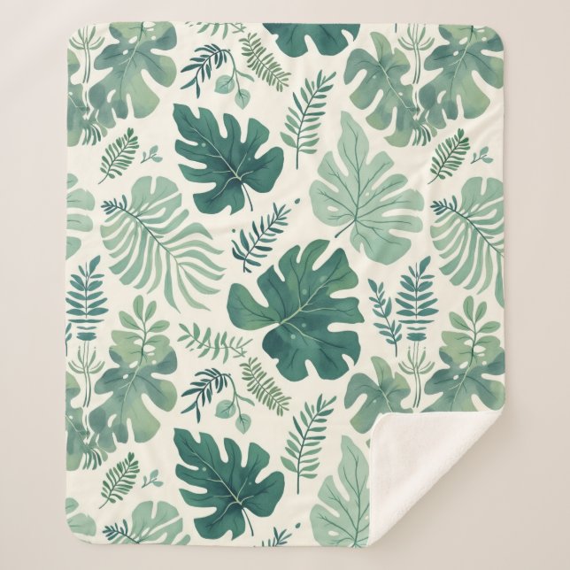 Couverture Sherpa Humeur de Monstera - Feuille tropicale (Devant)