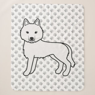 Couverture Sherpa Husky Sibérien Blanc Chien de Dessin Animé Mignon