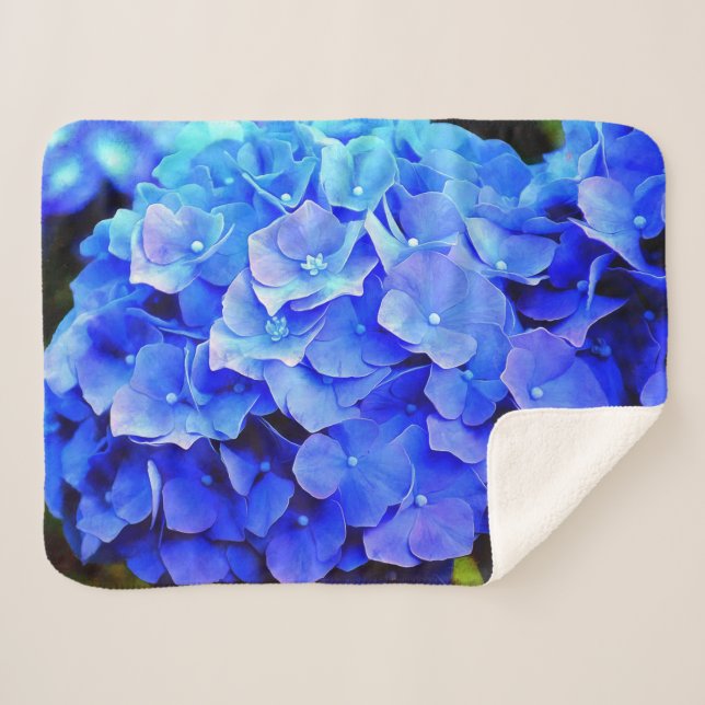 Couverture Sherpa Hydrangea Blues (Devant (Horizontal))