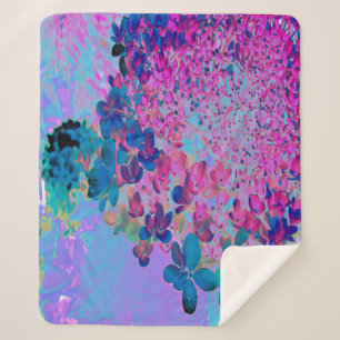 Couverture Sherpa Hydrangea Limelight Élégant Bleu foncé et Magenta