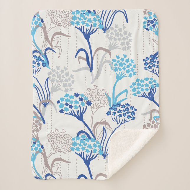 Couverture Sherpa Hydrangée légère et aérée Motif floral (Devant)