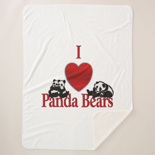 Couverture Sherpa I Heart Panda Bears (Devant)