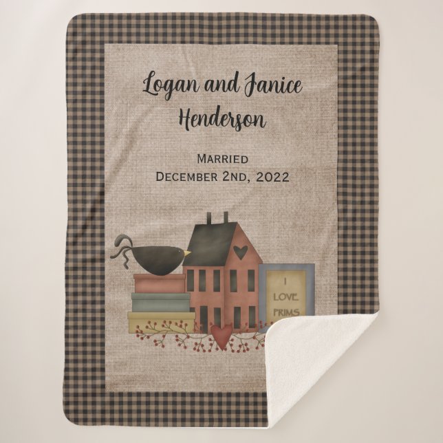 Couverture Sherpa I Love Prims Country Red Saltbox Accueil (Devant)