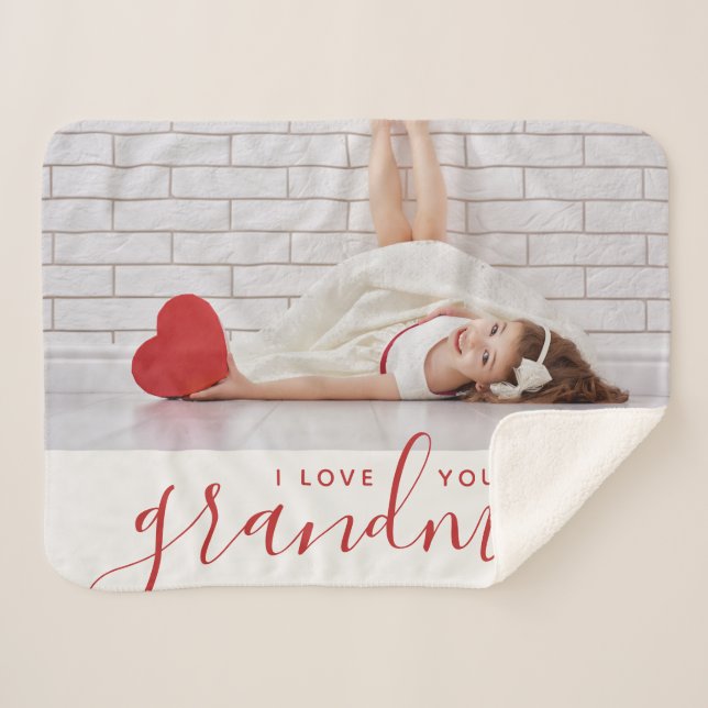 Couverture Sherpa I Love You Grand-mère Valentine's Day Cadeau Photo (Devant (Horizontal))