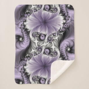 Couverture Sherpa Illusion de lilas Art floral abstrait fractal Fant
