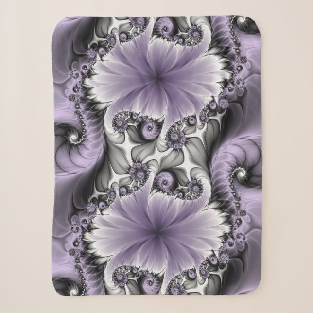 Couverture Sherpa Illusion de lilas Art floral abstrait fractal Fant (Devant)