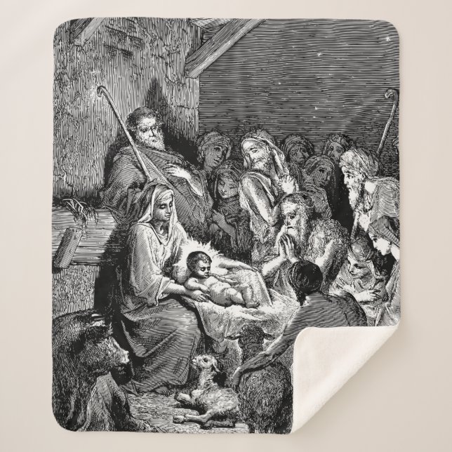 Couverture Sherpa Illustrated Christmas Nativity Scene (Devant)