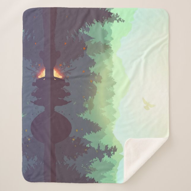 Couverture Sherpa Illustration Camping Adventure Forest Mountain (Devant)