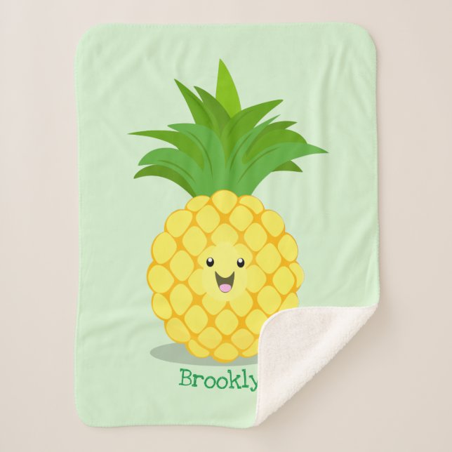 Couverture Sherpa Illustration d'ananas mignon (Devant)