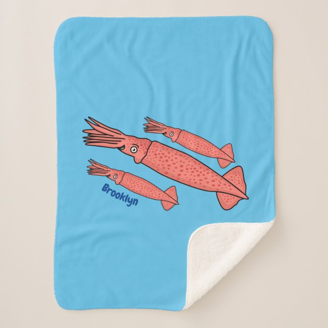Couverture Sherpa Illustration de calamar rose (Devant)