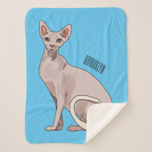 Couverture Sherpa illustration de chat Sphynx de dessin animé