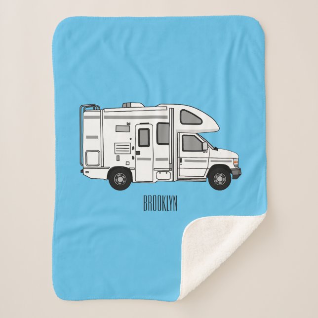 Couverture Sherpa Illustration de dessin animé Campervan (Devant)