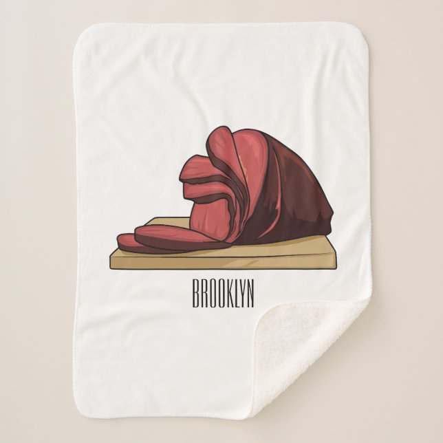 Couverture Sherpa Illustration de dessin animé de jambon (Devant)