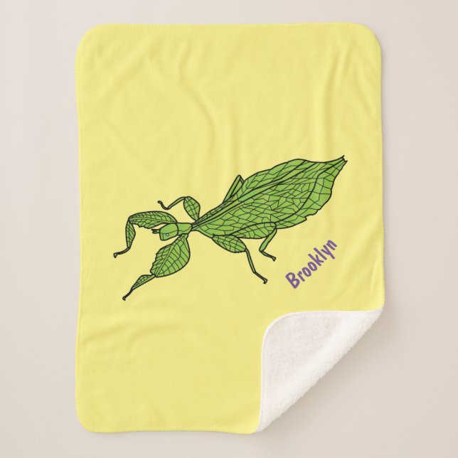 Couverture Sherpa Illustration de dessin d'insecte des feuilles vert (Devant)