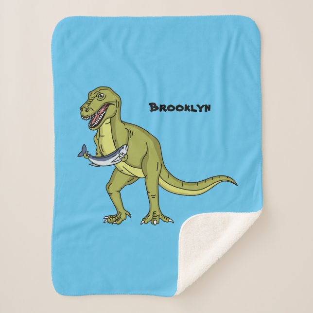 Couverture Sherpa Illustration de dinosaure T rex drôle (Devant)