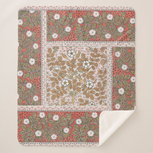 Couverture Sherpa Illustration de fleur d'art de rose sauvage vintag