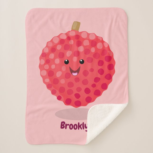 Couverture Sherpa Illustration de litchee rose mignon (Devant)