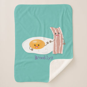 Couverture Sherpa Illustration de l'oeuf de Cute kawaii et du bacon