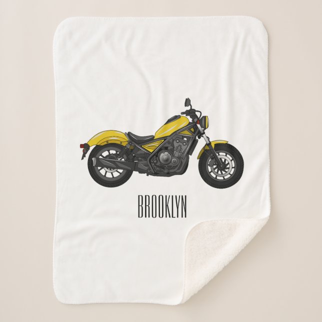 Couverture Sherpa Illustration de moto cruiser de dessin animé (Devant)