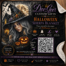 Couverture Sherpa Illustration de sorcière Halloween gothique
