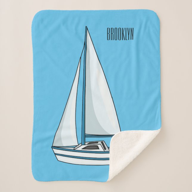 Couverture Sherpa Illustration de voilier (Devant)