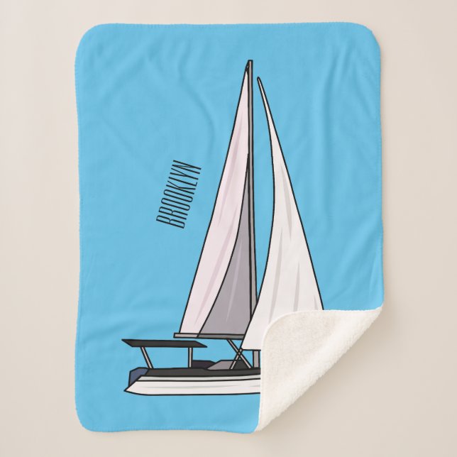 Couverture Sherpa Illustration de voilier (Devant)