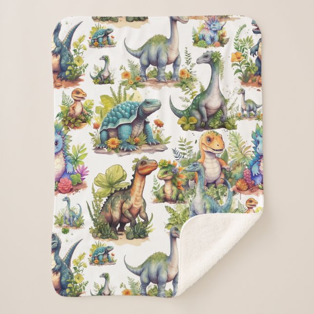 Couverture Sherpa Illustration Dinosaure (Devant)