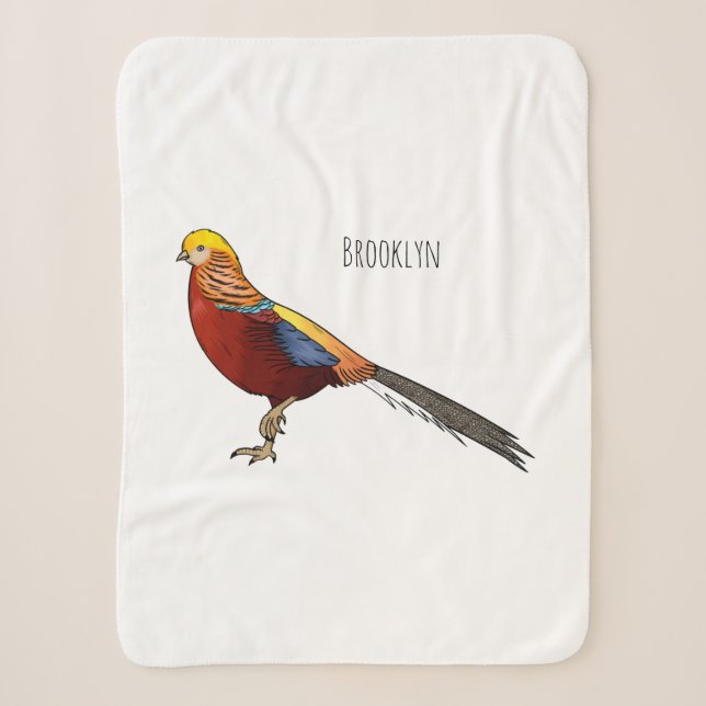 Couverture Sherpa Illustration d'oiseau de faisan doré (Devant)