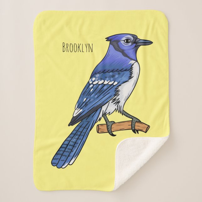 Couverture Sherpa Illustration d'oiseau de jay bleu (Devant)