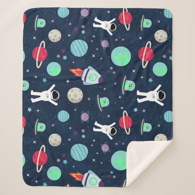 Couverture Sherpa Illustration du Motif spatial (Devant)