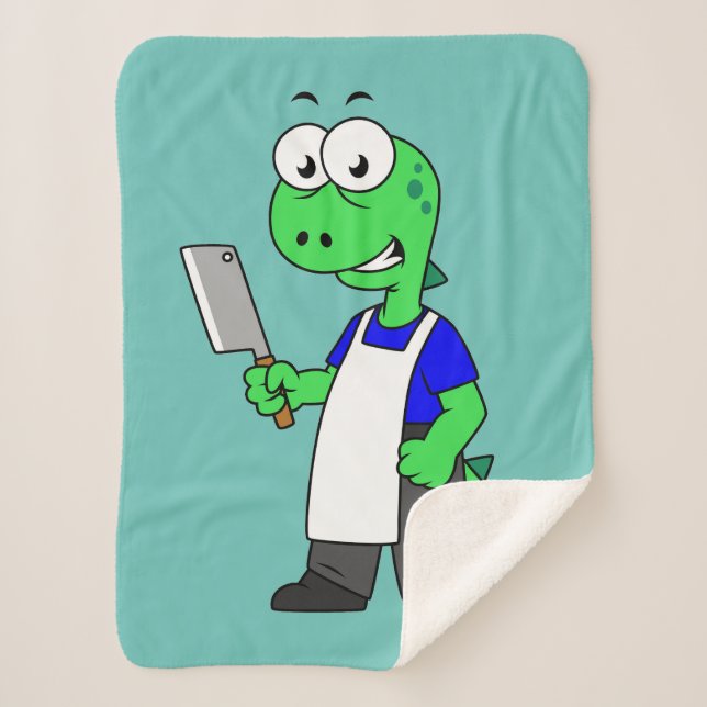 Couverture Sherpa Illustration D'Un Boucher Rex Tyrannosaurus. (Devant)