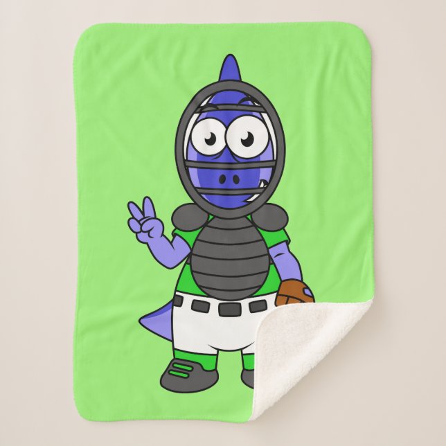 Couverture Sherpa Illustration D'Un Capteur De Baseball Parasaurolop (Devant)