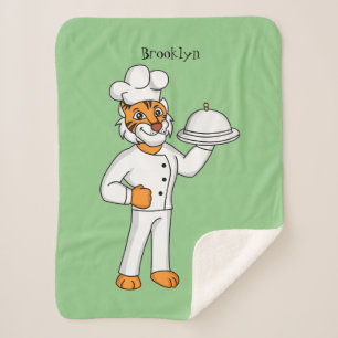 Couverture Sherpa Illustration d'un chef tigre drôle et mignon