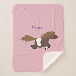 Couverture Sherpa Illustration d'un poney de Shetland mignon