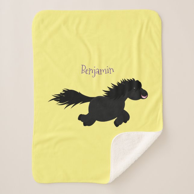 Couverture Sherpa Illustration d'un poney de Shetland mignon (Devant)