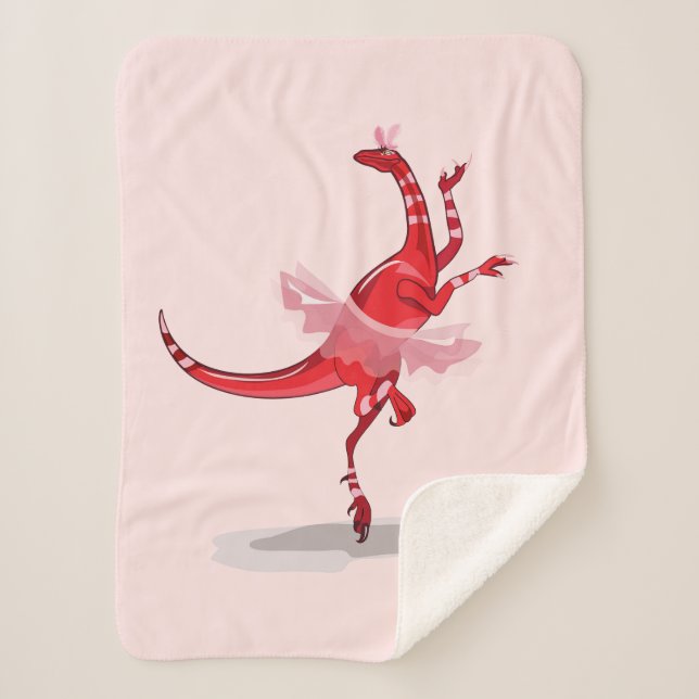 Couverture Sherpa Illustration D'Un Raptor Danseur Ballerina. (Devant)