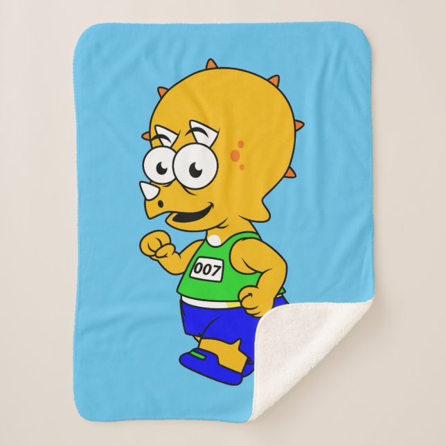 Couverture Sherpa Illustration D'Un Tricératops Runner. (Devant)