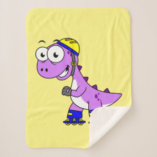 Couverture Sherpa Illustration D'Un Tyrannosaurus Rex De Patinage.