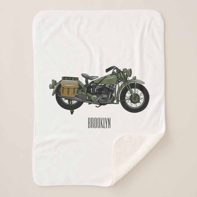 Couverture Sherpa Illustration d'une moto de croiseur militaire (Devant)