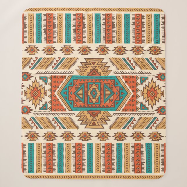 Couverture Sherpa Illustration ethnique vintage tribale (Devant)