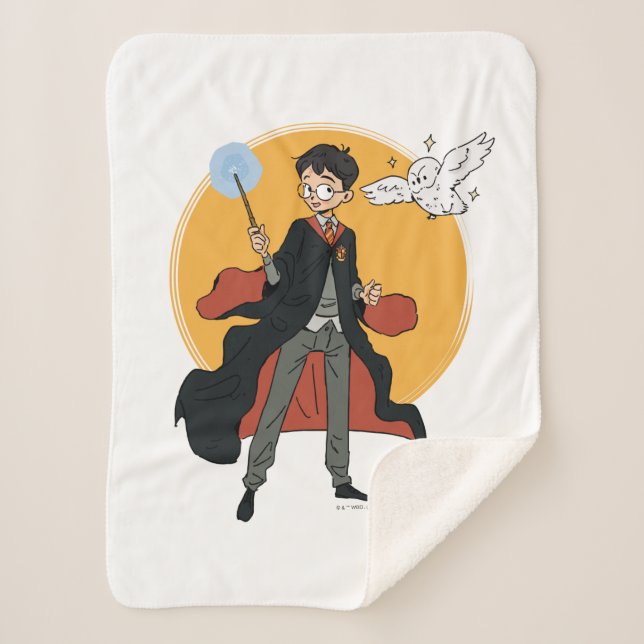 Couverture Sherpa Illustration HARRY POTTER™ et Hedwig (Devant)