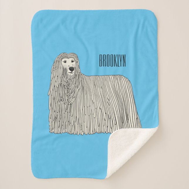 Couverture Sherpa Illustration Komondor pour chien (Devant)