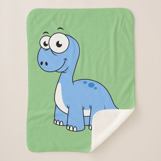 Couverture Sherpa Illustration Mignonne D'Un Brontosaurus. (Devant)