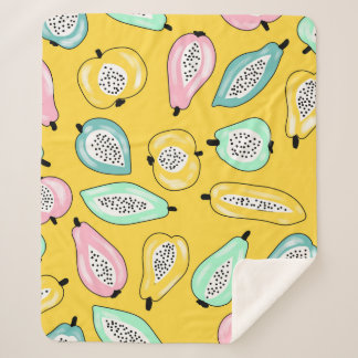 Couverture Sherpa Illustration motif d'impression de fruits tropicau