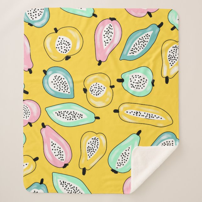 Couverture Sherpa Illustration motif d'impression de fruits tropicau (Devant)
