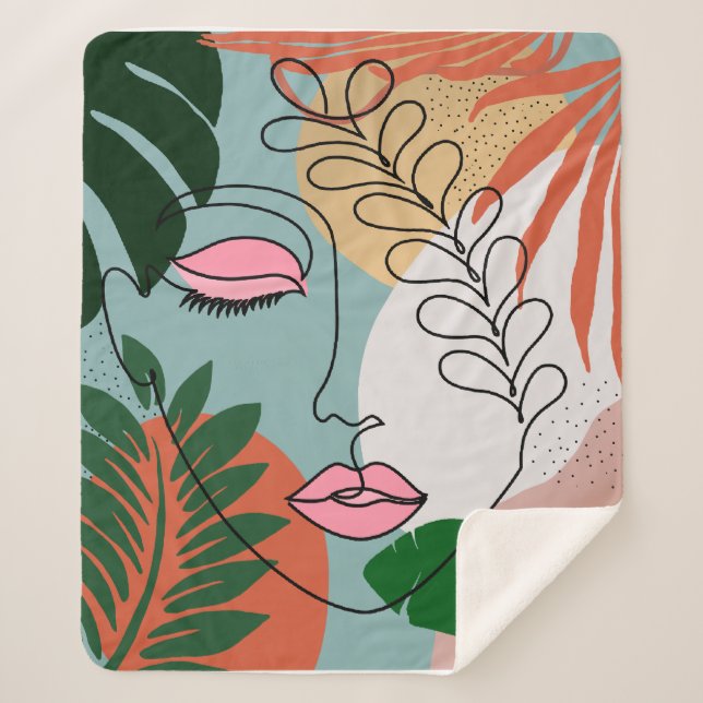 Couverture Sherpa Illustration tropicale du Boho naturel (Devant)