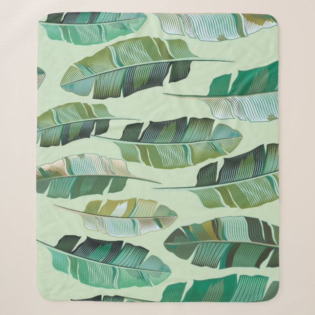 Couverture Sherpa Illustration tropicale Plante de banane à la mode (Devant)