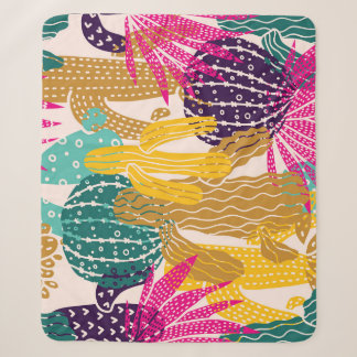 Couverture Sherpa Illustration Vintage Cactus sans joint.