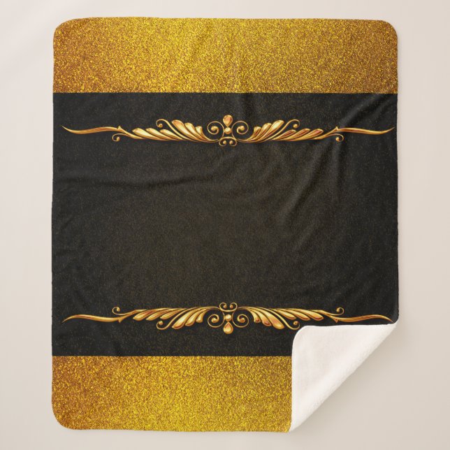 Couverture Sherpa image Arrière - plan cadre or floral (Devant)