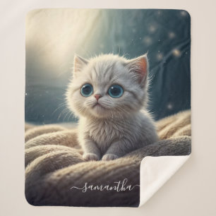 Couverture Sherpa Imaginaire mignon bébé Kitty Chat Lover personnali